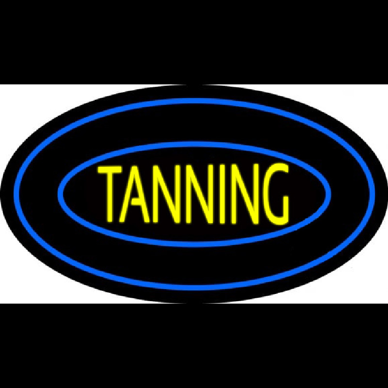 Tanning Double Oval Blue Border Leuchtreklame