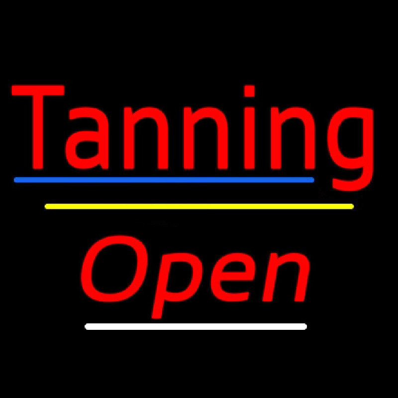 Tanning Open Yellow Line Leuchtreklame