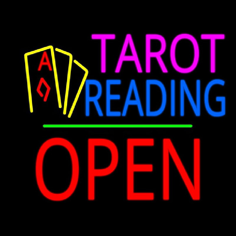 Tarot Reading Open Block Green Line Leuchtreklame