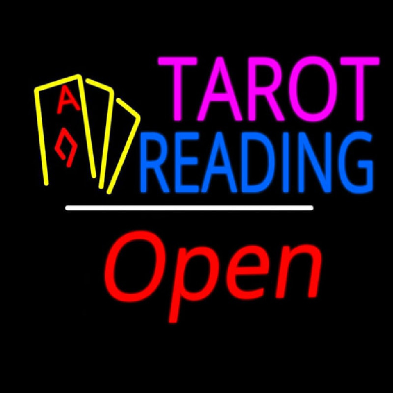 Tarot Reading Open White Line Leuchtreklame