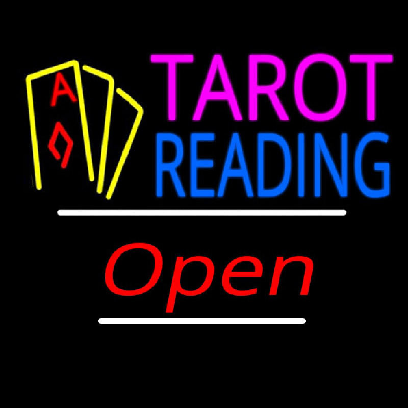 Tarot Reading Yellow Line Open Leuchtreklame