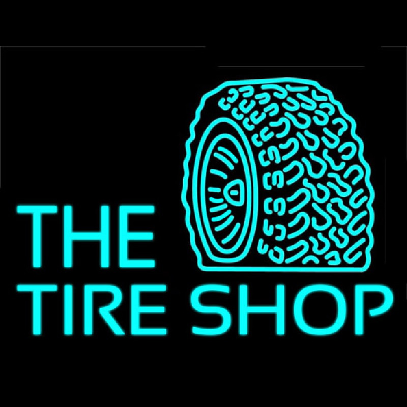 The Tire Shop Turquoise Logo Leuchtreklame