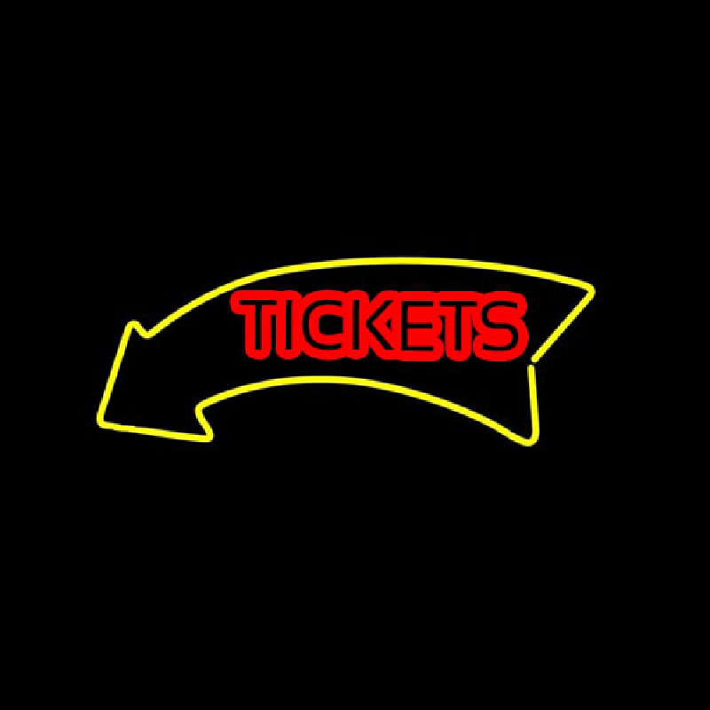 Tickets With Yellow Arrow Leuchtreklame