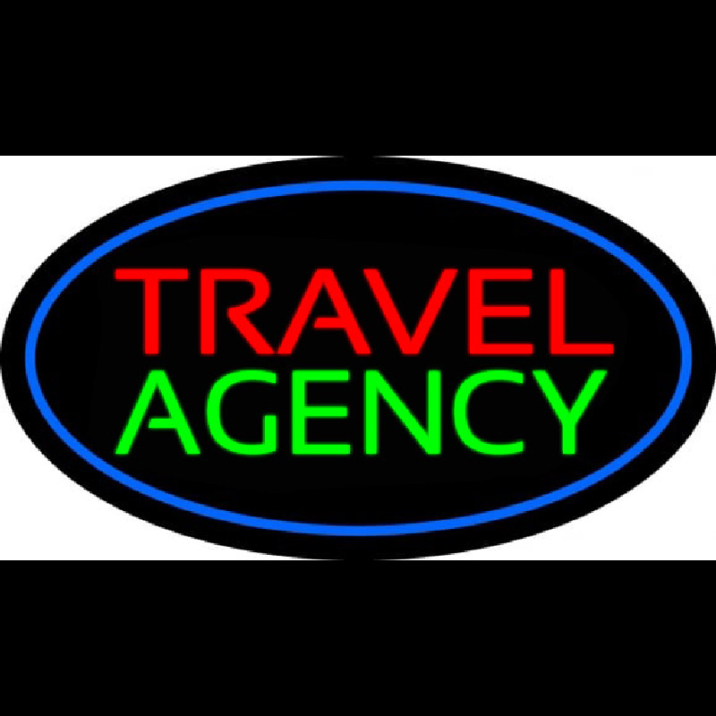 Travel Agency Blue Oval Leuchtreklame