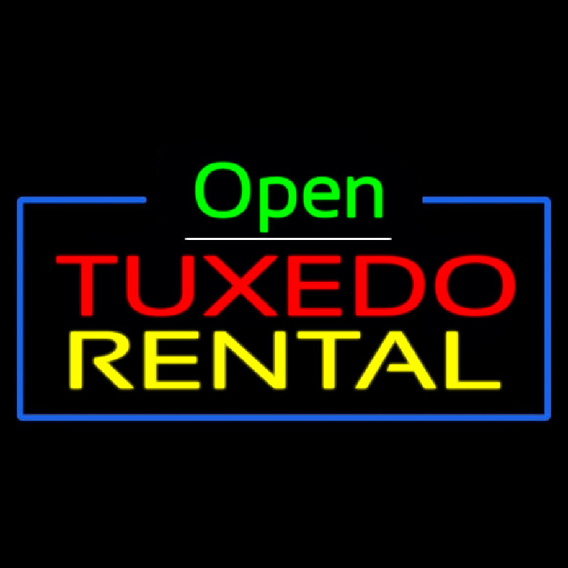 Tu edo Rental Open Green Leuchtreklame