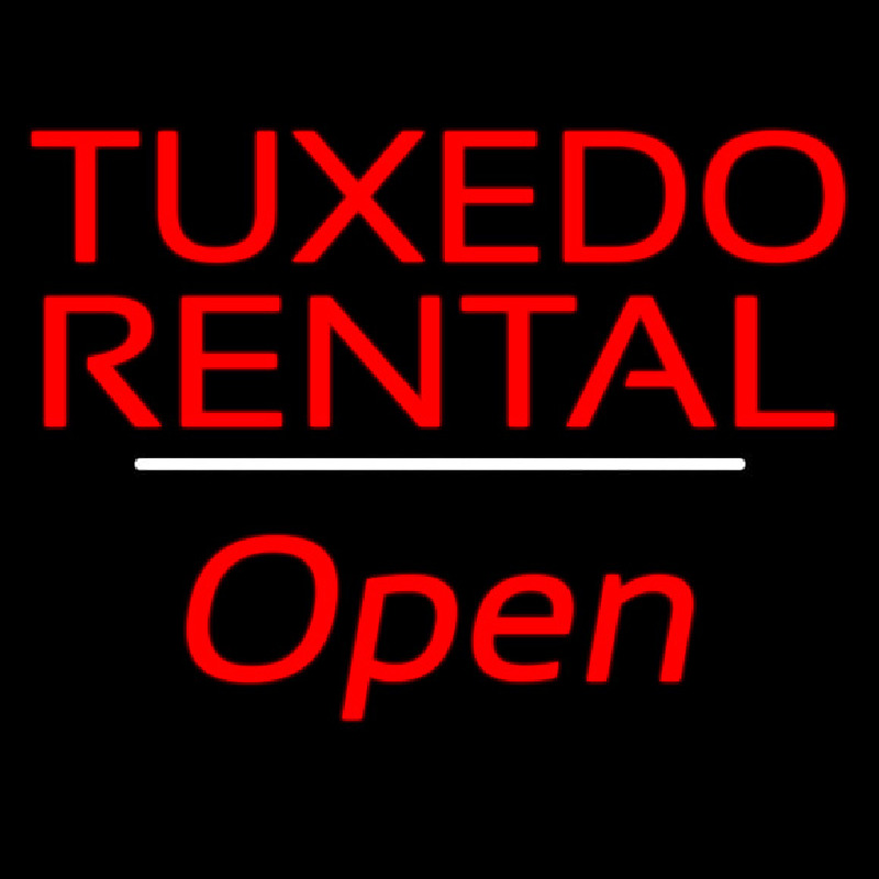 Tu edo Rental Open White Line Leuchtreklame