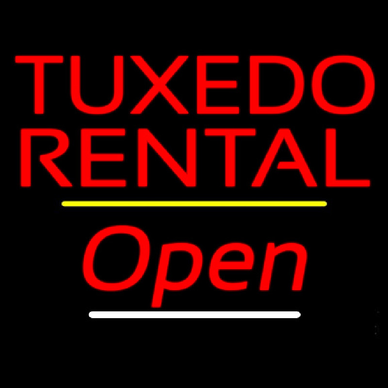 Tu edo Rental Open Yellow Line Leuchtreklame