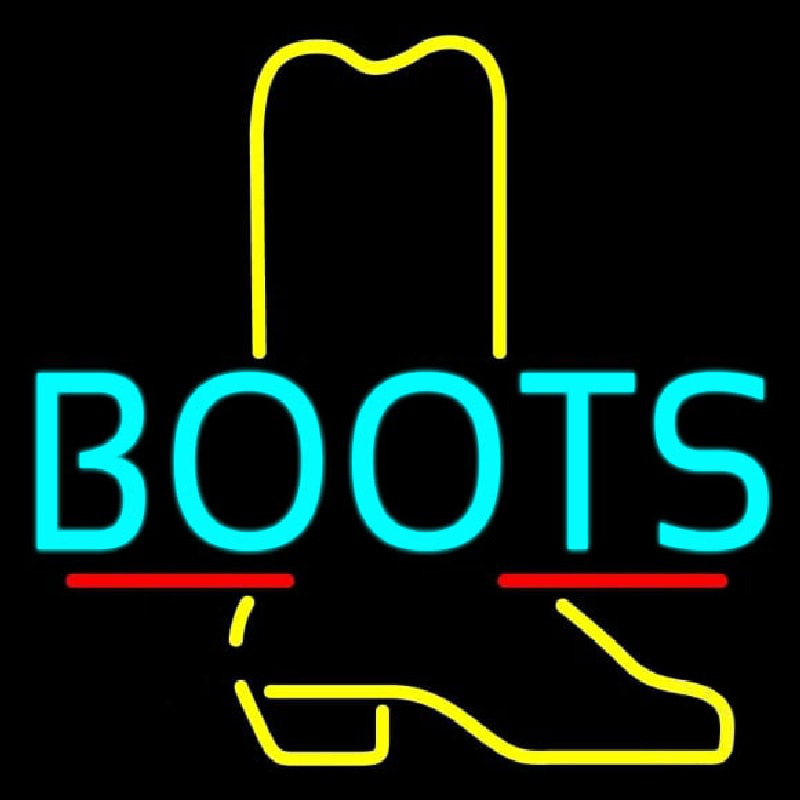 Turquoise Boots With Yellow Logo Leuchtreklame