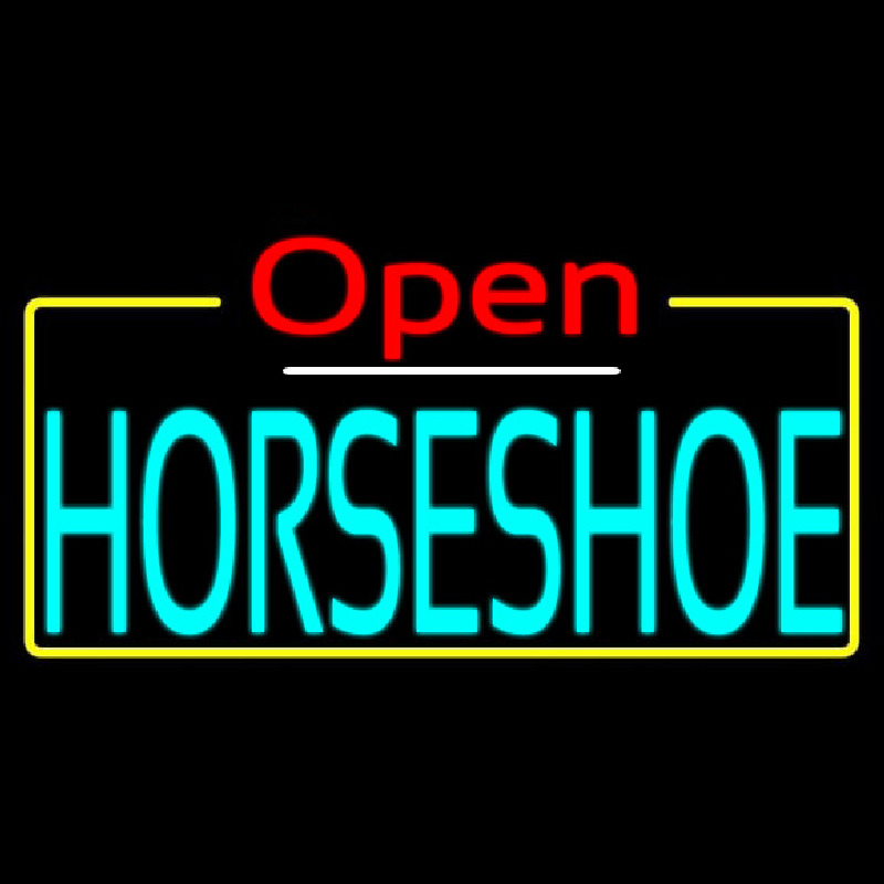 Turquoise Horseshoe Open Leuchtreklame