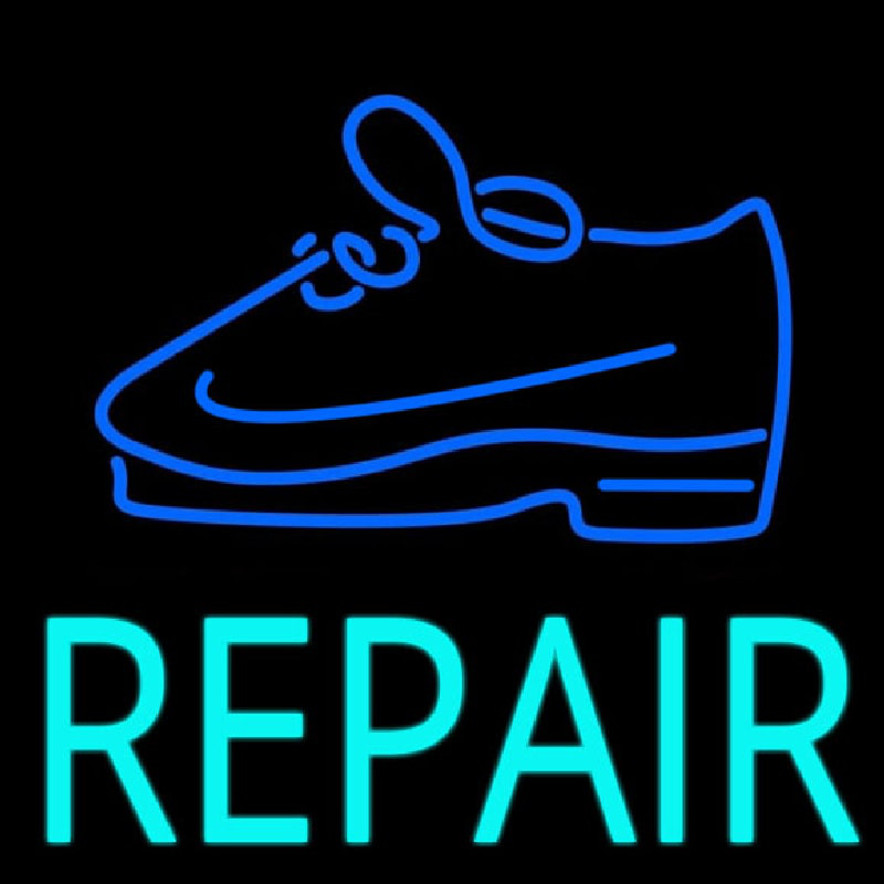 Turquoise Repair Shoe Leuchtreklame