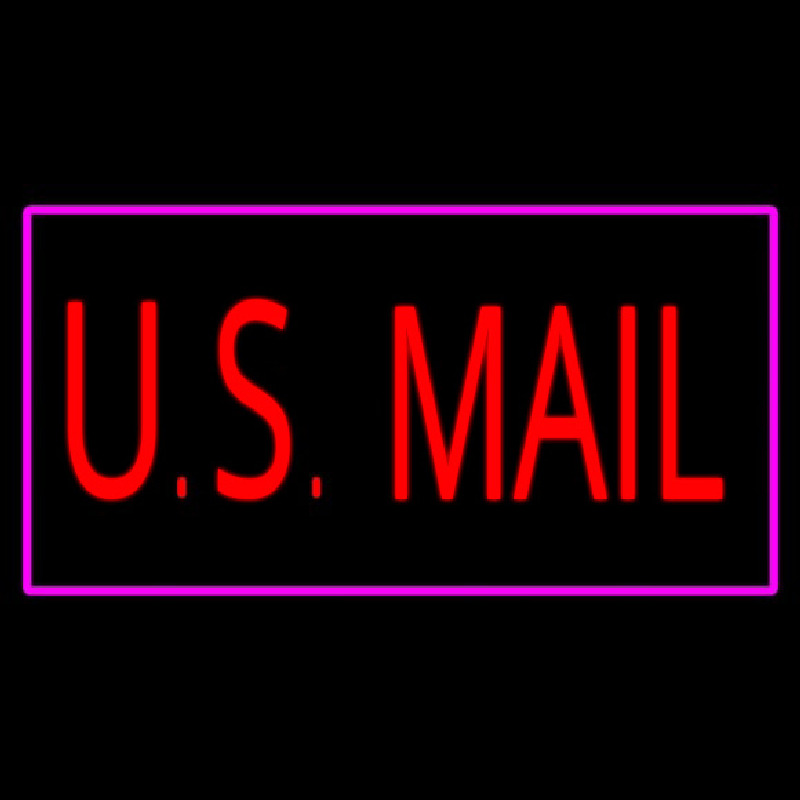 Us Mail Rectangle Purple Leuchtreklame