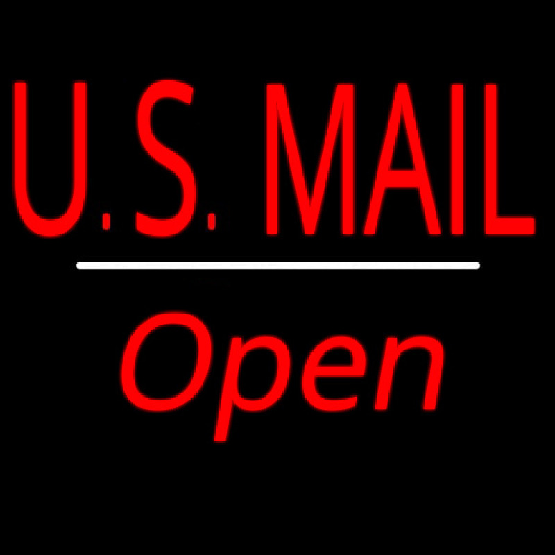 Us Mail Script1 Open White Line Leuchtreklame