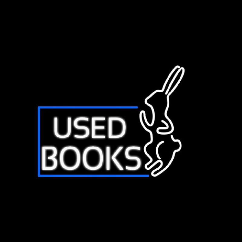 Used Books With Rabbit Logo Leuchtreklame