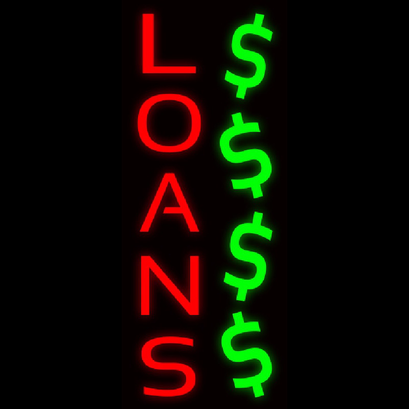 Vertical Red Loans Dollar Logo Leuchtreklame