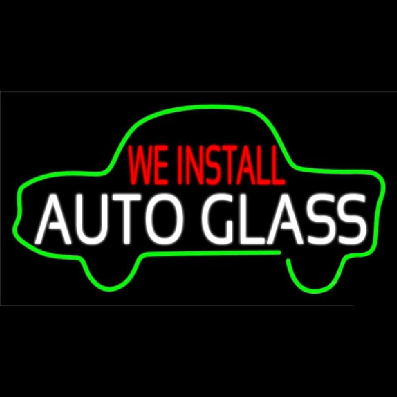 We Install Auto Glass Car Logo Leuchtreklame