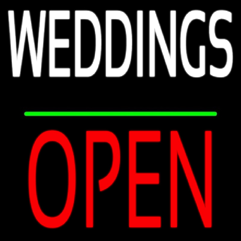 Weddings Block Open Green Line Leuchtreklame