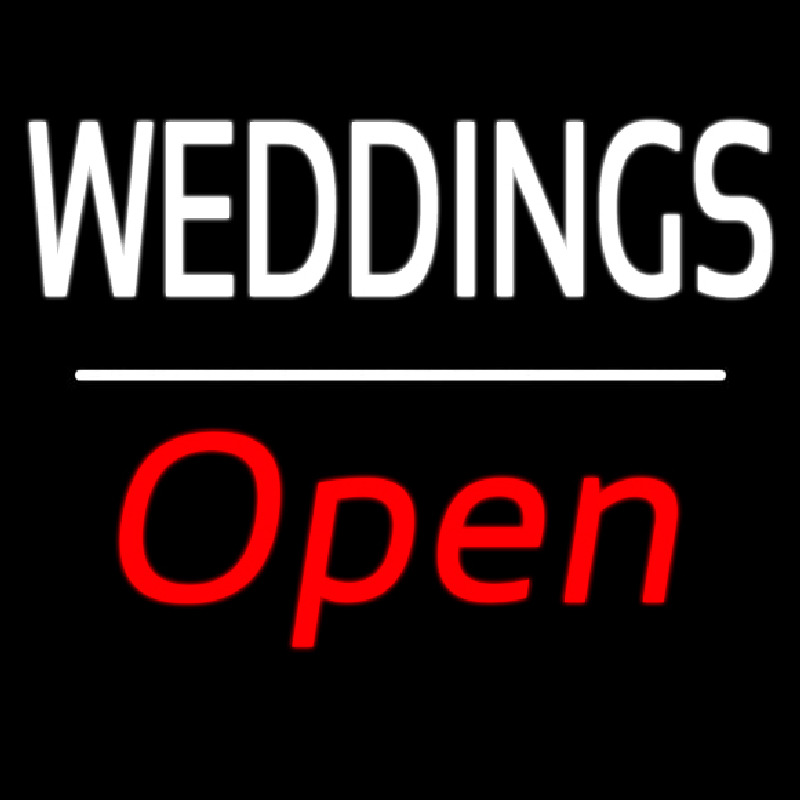 Weddings Open White Line Leuchtreklame