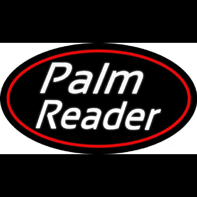 White Cursive Palm Reader Leuchtreklame