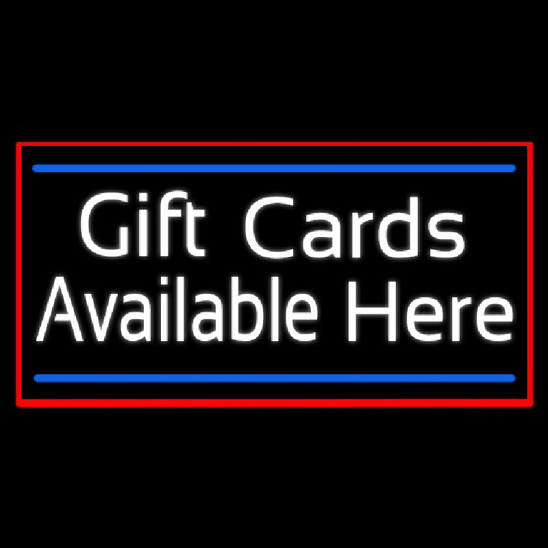 White Gift Cards Available Here Blue Line Leuchtreklame