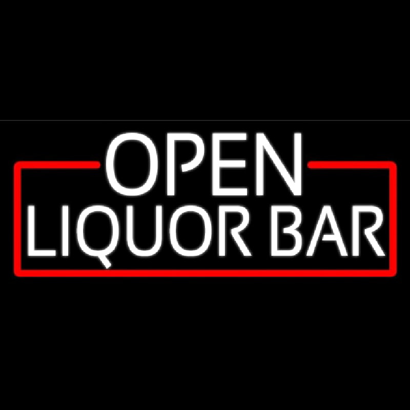 White Liquor Bar With Red Border Leuchtreklame