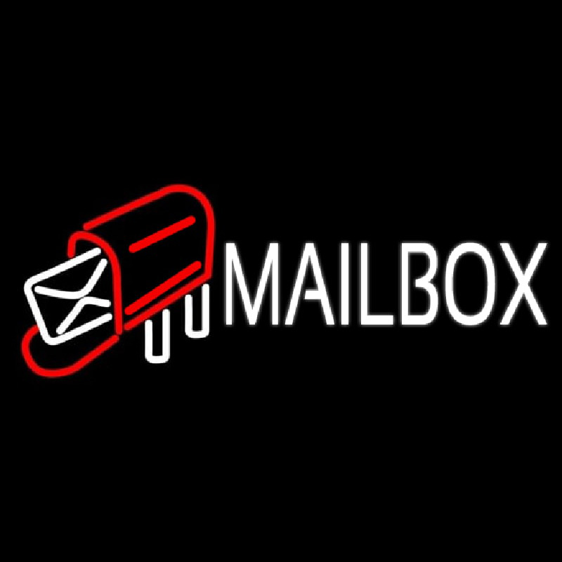 White Mailbo  Red Logo Leuchtreklame