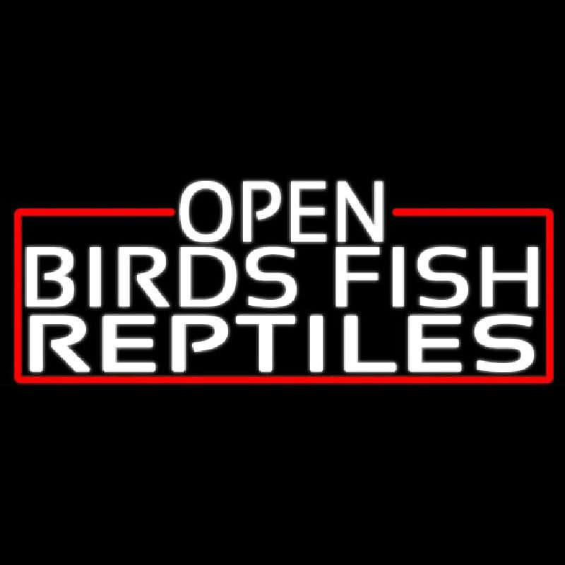 White Open Birds Fish Reptiles With Red Border Leuchtreklame