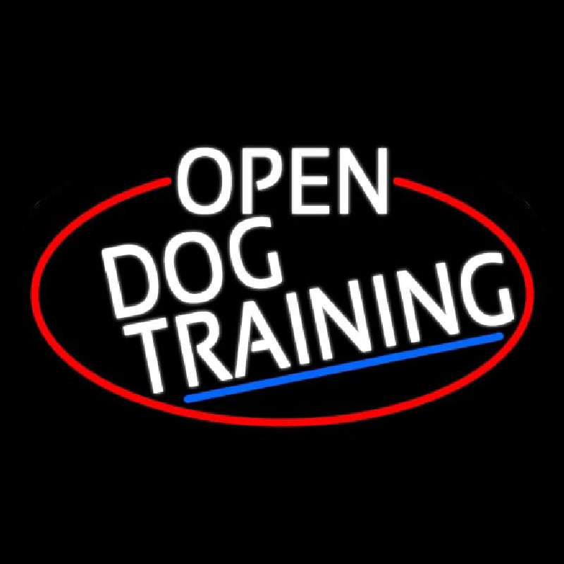 White Open Dog Training Oval With Red Border Leuchtreklame