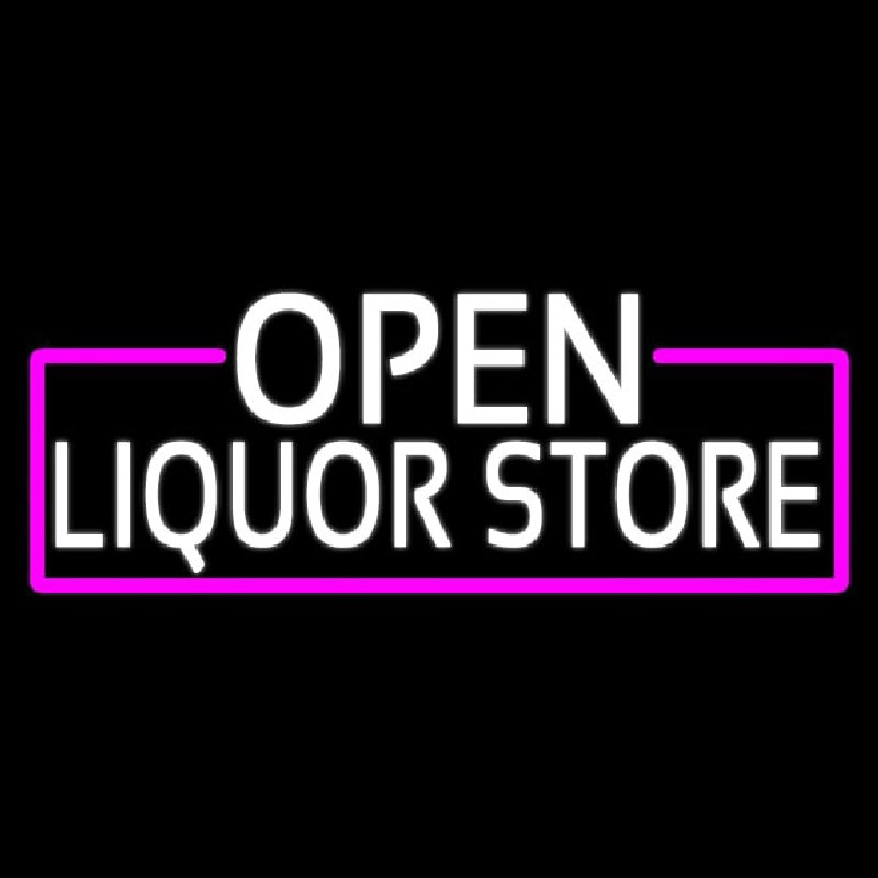 White Open Liquor Store With Pink Border Leuchtreklame