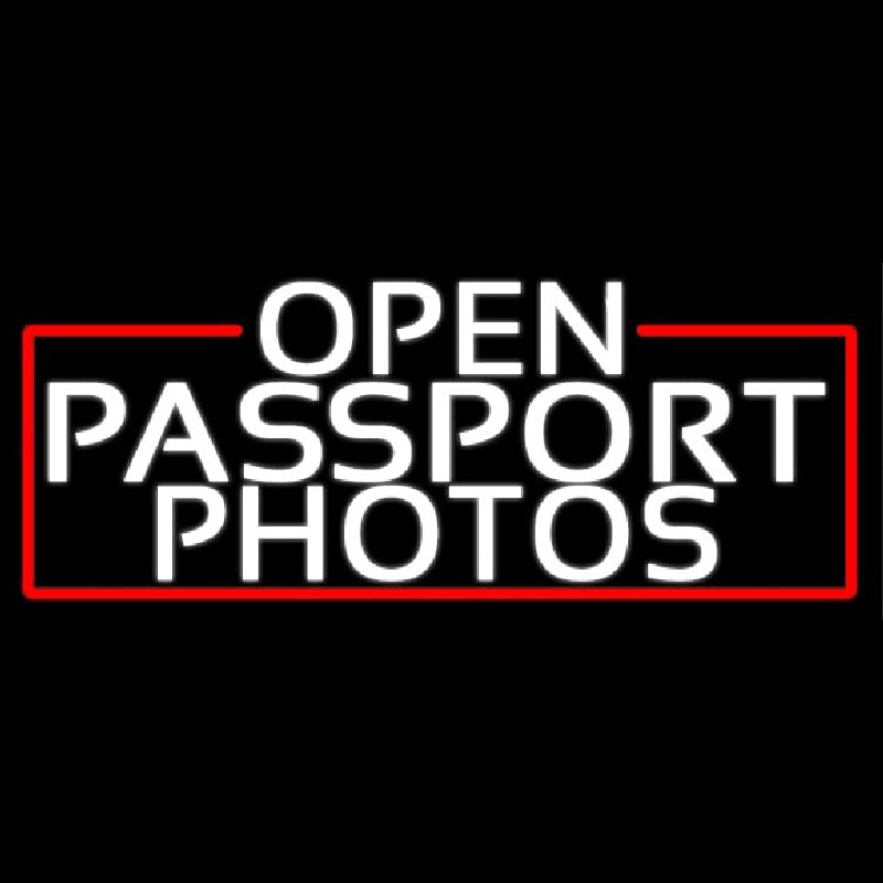 White Open Passport Photos With Red Border Leuchtreklame