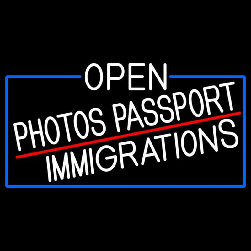 White Open Photos Passport Immigrations With Blue Border Leuchtreklame