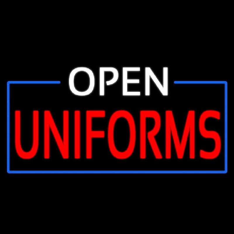 White Open Uniforms Blue Border Leuchtreklame