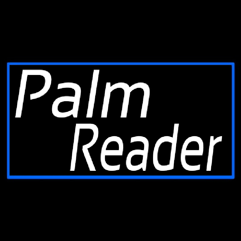 White Palm Reader Blue Rectangle Leuchtreklame