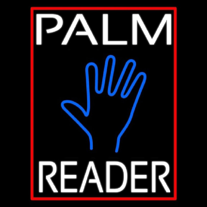 White Palm Reader Red Border Leuchtreklame