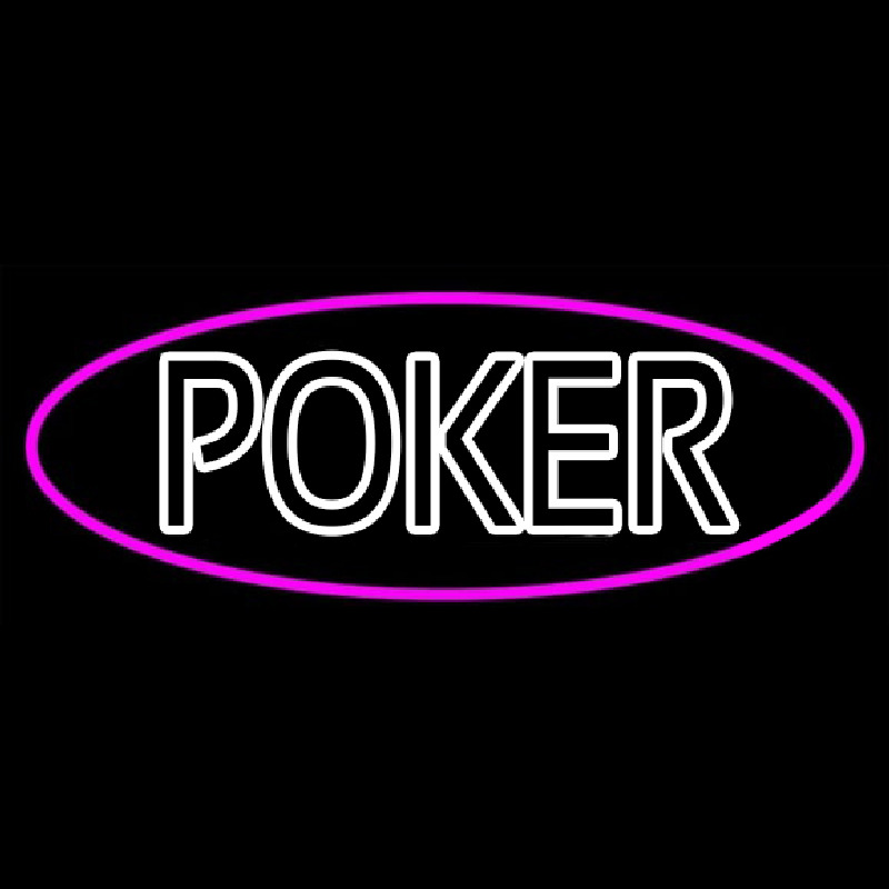 White Poker With Oval Leuchtreklame