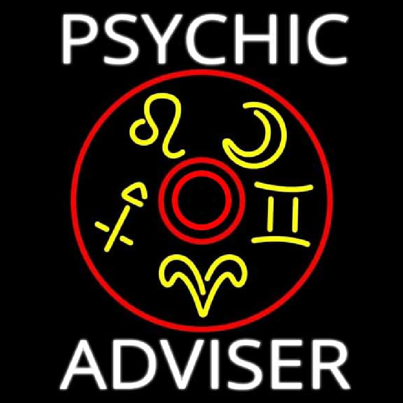 White Psychic Adviser With Logo Leuchtreklame