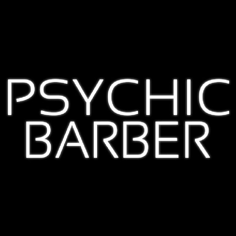 White Psychic Barber Leuchtreklame