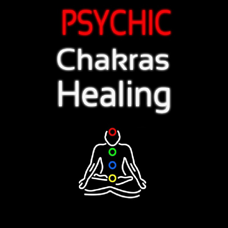 White Psychic Chakras Healing Leuchtreklame