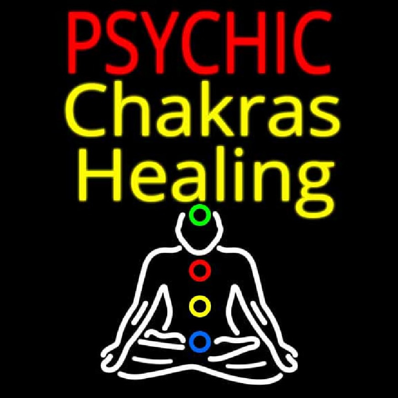 White Psychic Chakras Healing Leuchtreklame