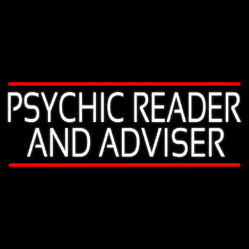 White Psychic Reader And Advisor With Red Line Leuchtreklame