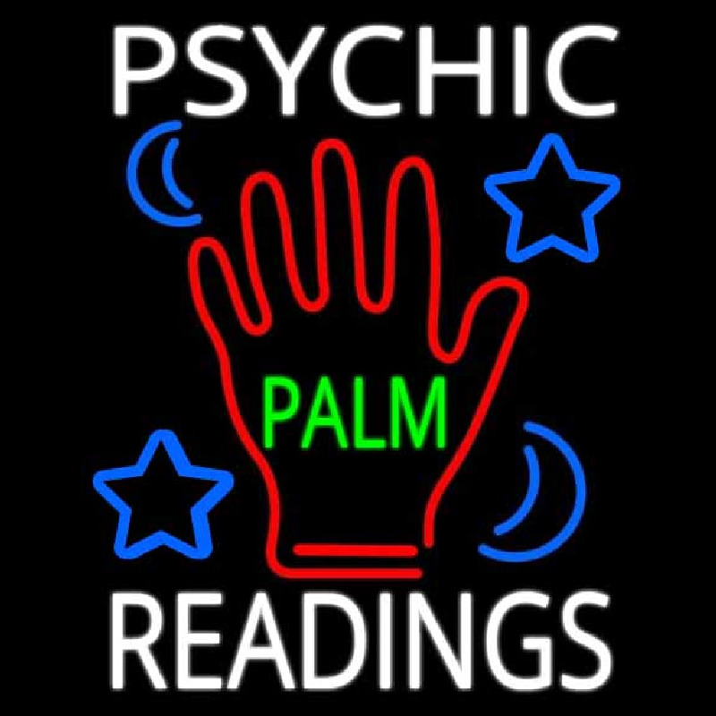 White Psychic Readings Green Palm With Logo Leuchtreklame