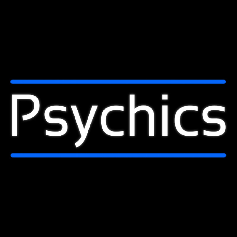 White Psychics With Blue Line Leuchtreklame