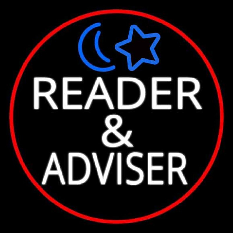 White Reader And Advisor Red Border Leuchtreklame