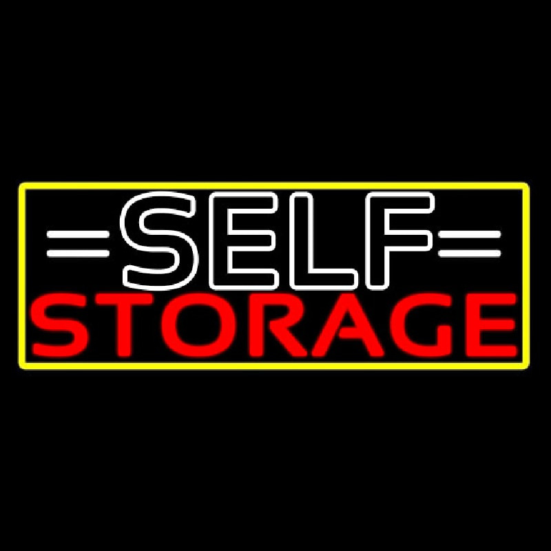 White Self Storage Block With Border Leuchtreklame