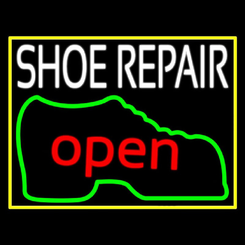 White Shoe Repair Open Leuchtreklame