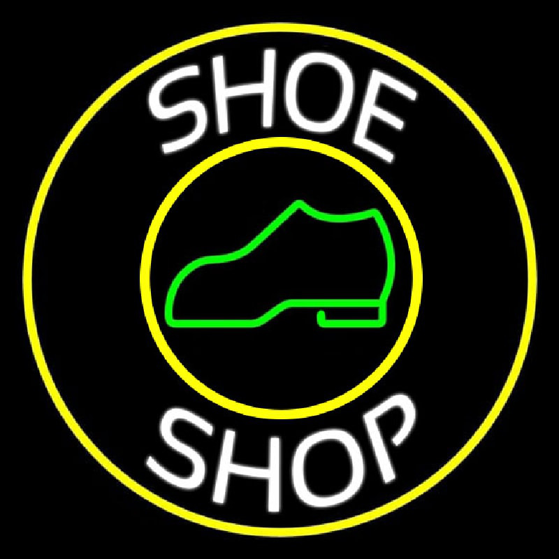 White Shoe Shop With Border Leuchtreklame