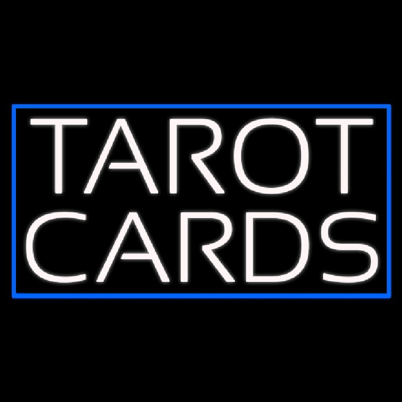 White Tarot Cards Blue Border Leuchtreklame