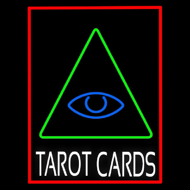 White Tarot Cards Logo And Red Border Leuchtreklame