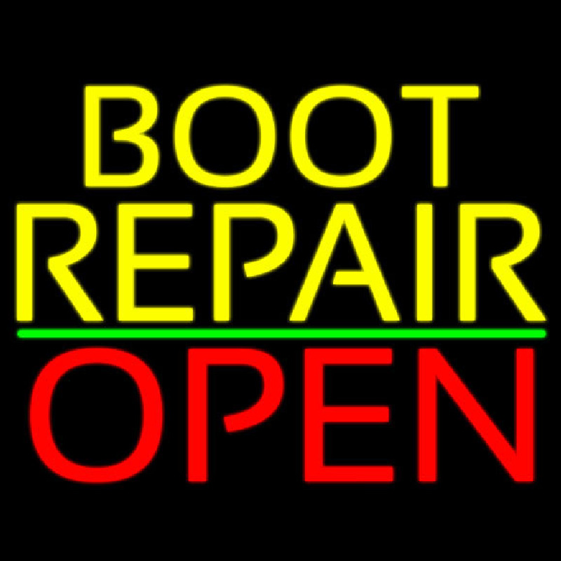 Yellow Boot Repair Open Leuchtreklame