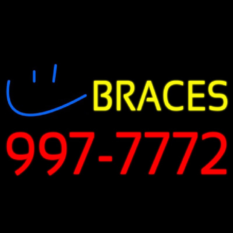 Yellow Braces Red Phone Number Leuchtreklame