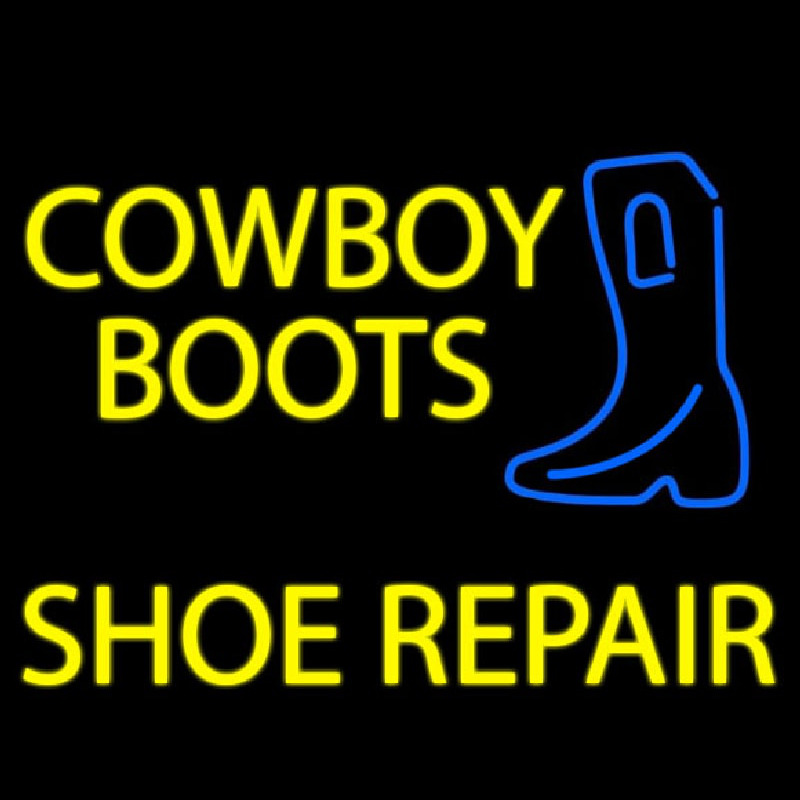 Yellow Cowboy Boots Shoe Repair Leuchtreklame